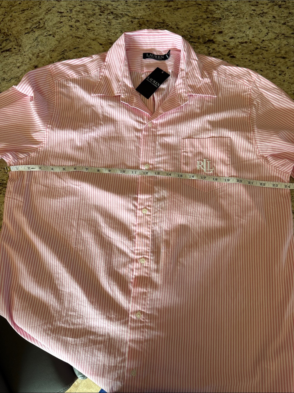 Lauren Ralph Lauren Boyfriend Sleepshirt Pink & White Stripe Cotton Poplin Sz XL - Picture 3 of 9